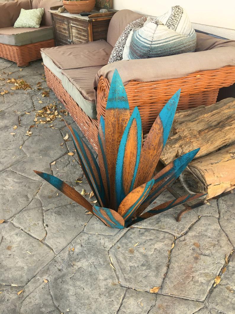 Agave décoratif en métal, 27 cm