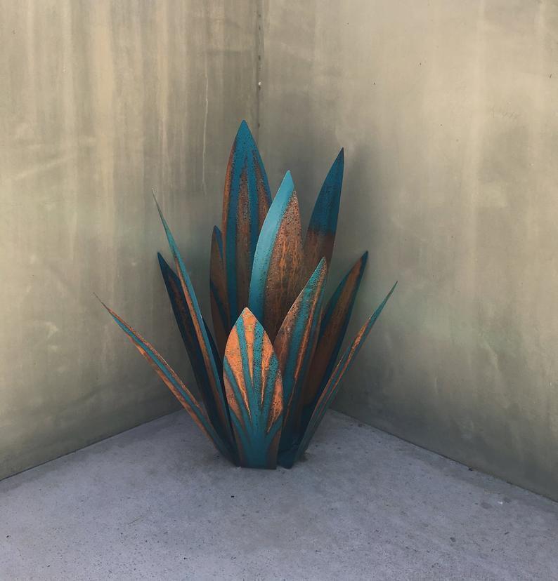 Agave décoratif en métal, 27 cm