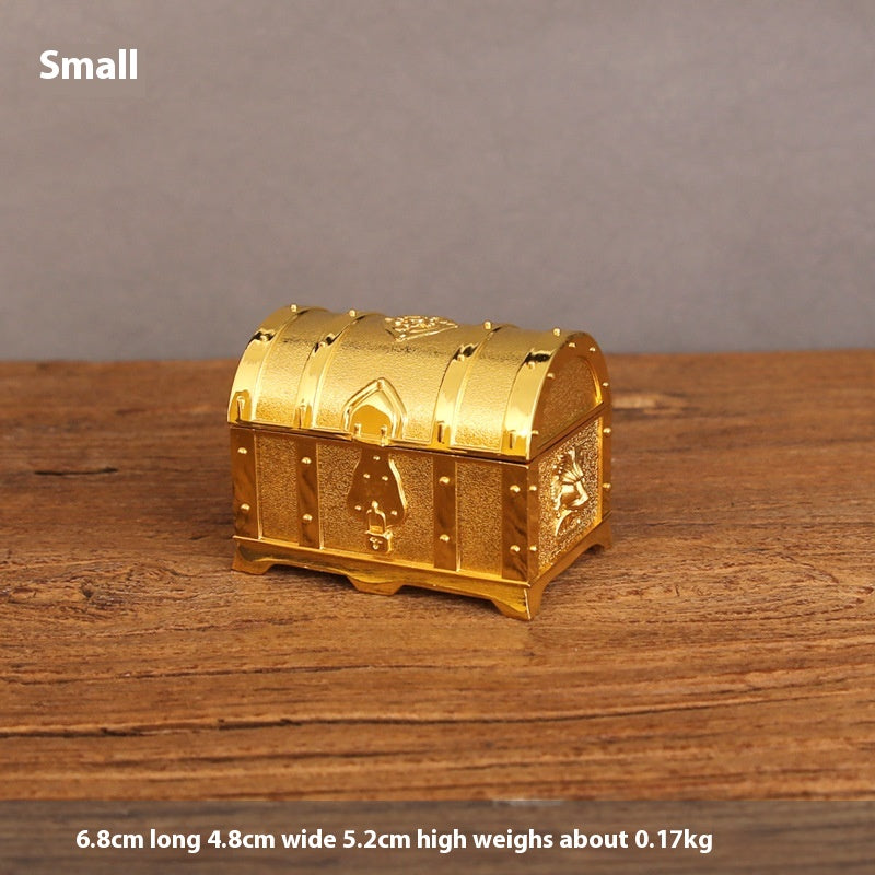 Boîte à bijoux coffre au trésor dorée, petit modèle