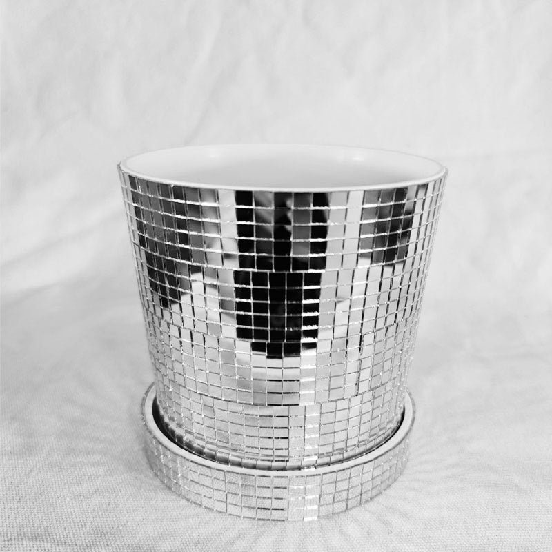 Cache-pot boule disco à facettes