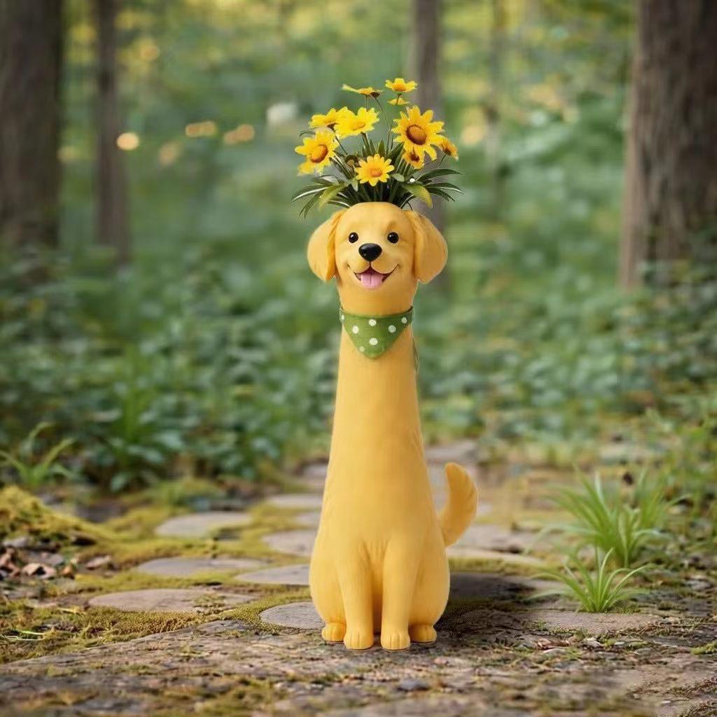 Petit vase chat ou chien en résine