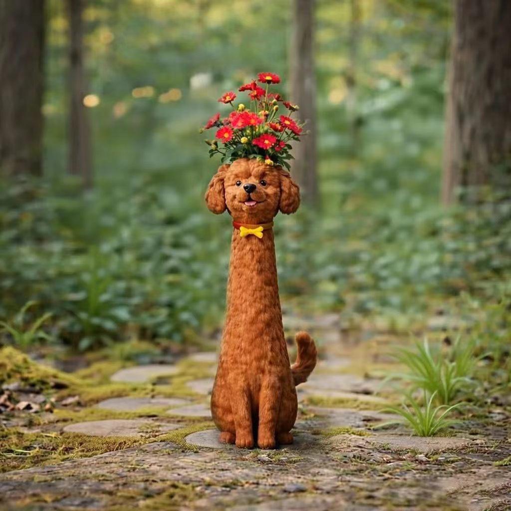 Petit vase chat ou chien en résine